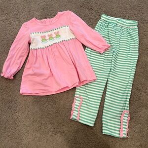 Pink and Green Christmas Trees Pants Set